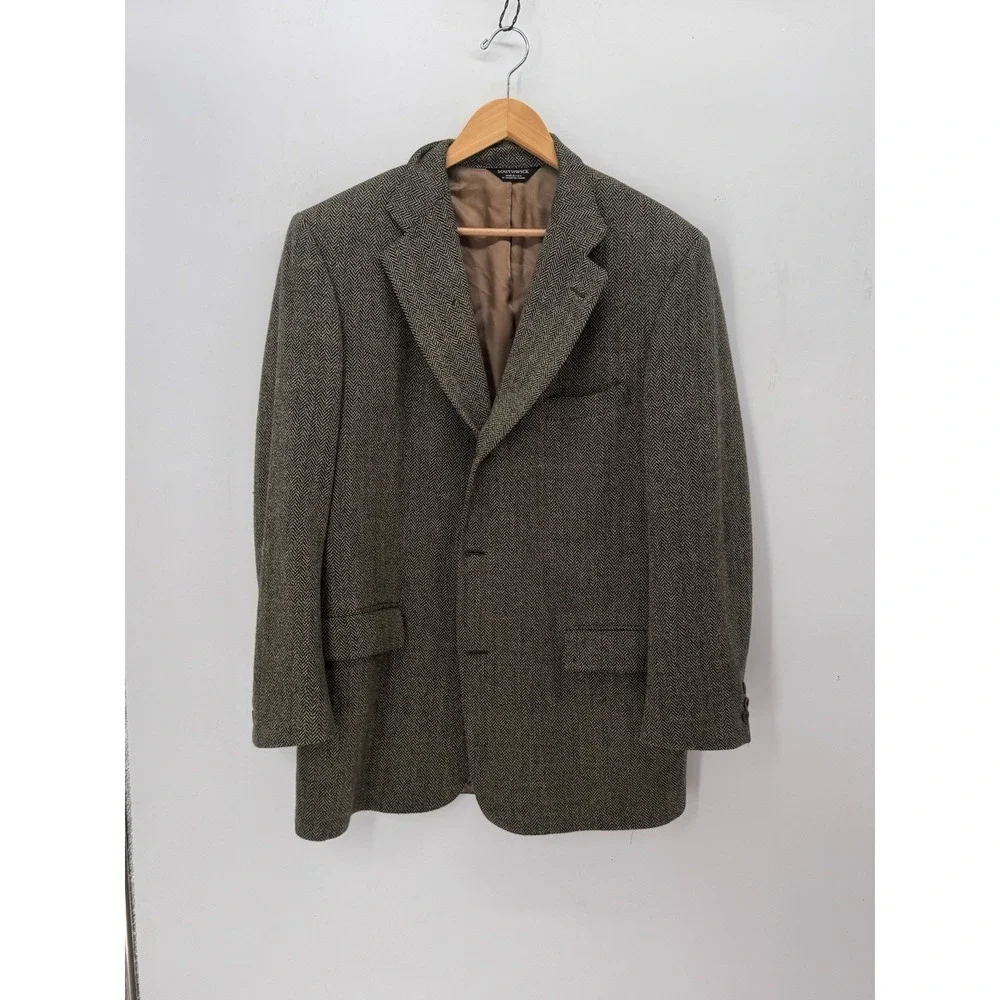 Southwick Vintage Mens 42 Herringbone Tweed Blazer Wool Sport Coat Preppy USA